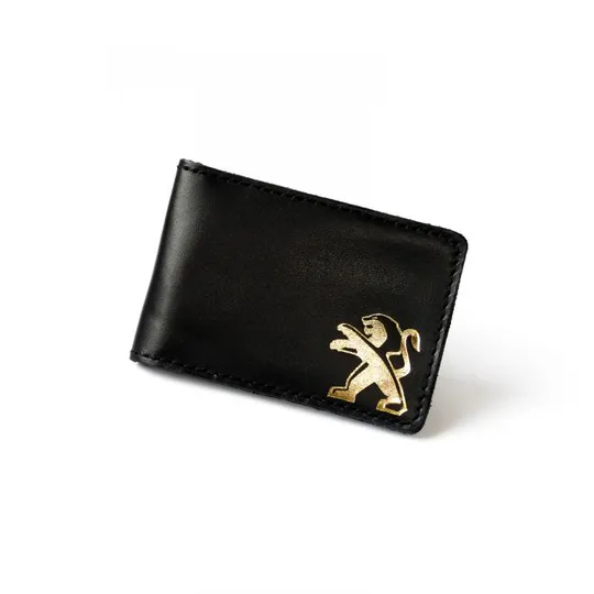 Обкладинка для автодокументів з логотипом &quot;Peugeot&quot; чорна з позолотою. Ціна