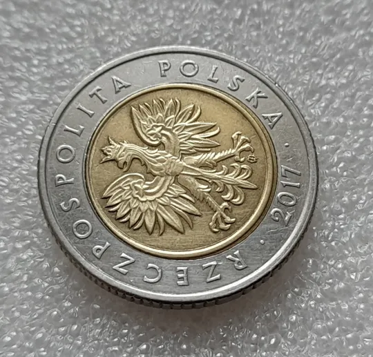 (8082 ря) 5 злотих 2017 Польща (злотий, злоті, злотый, Польша, Polska) невелике зміщення З аукціону
