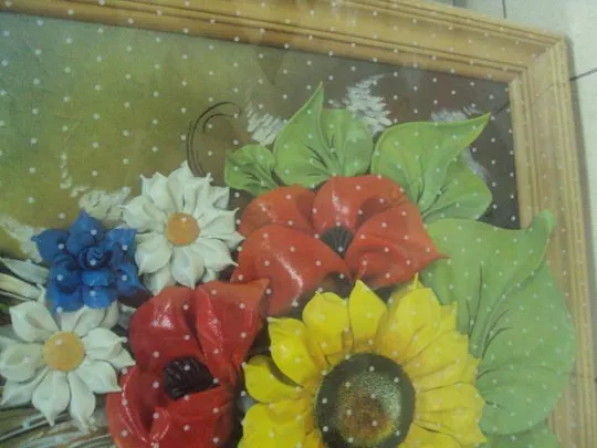 Купити картина подарочная кожанная цветы украины 50х70 №4181