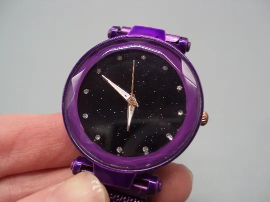 Женские фиолетовые наручные часы Skmei quartz кварц механизм GL68 магнитный браслет №15892 З аукціону