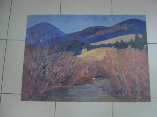 Картина пейзаж река Ильцы Карпаты картон, масло Черников В.М. 49 х 68,5 см №3368 Ціна