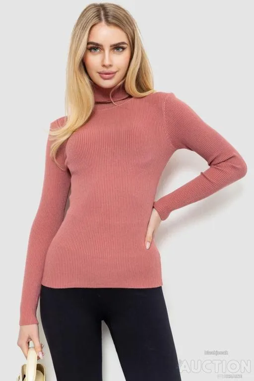 Гольф женский однотонный в рубчик, цвет темно-коралловый, 214R7100 Ціна