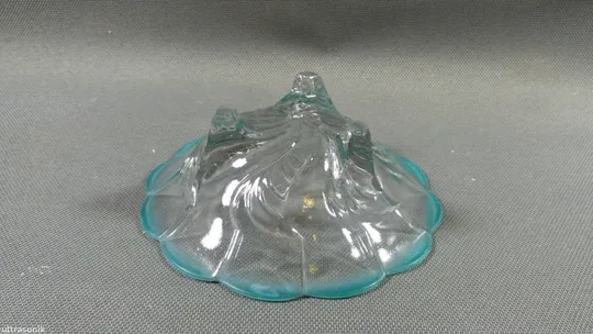 Цукерниця ваза кольорове радянське скло з бірюзовим кантом Вживане З аукціону