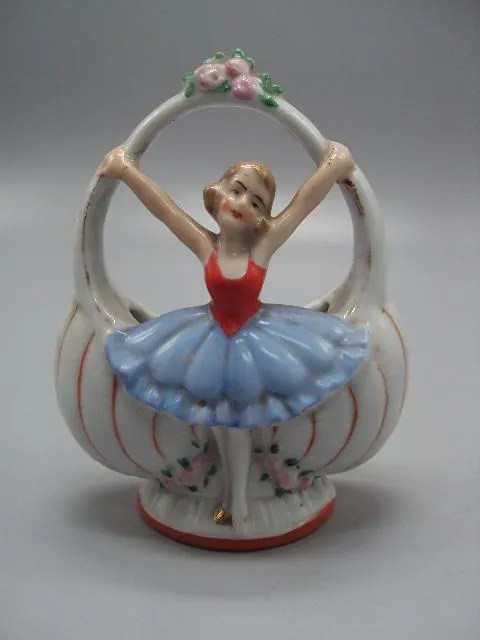 Карандашница фарфор фигура Германия девочка и вазочка высота 11,5 см (склейка руки) №13712 Ціна