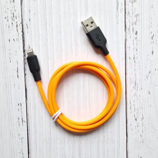 Кабель Hoco X21 Plus Silicone Cable Lightning силіконовий (1м 2.4A) Оранжевий Ціна