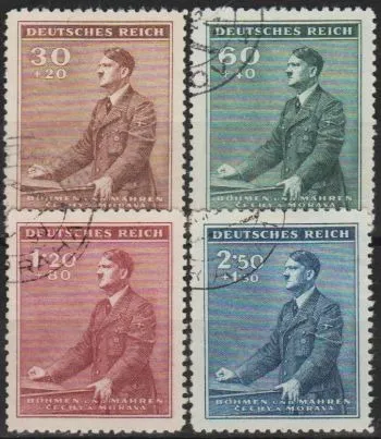 фото, 1942 - Рейх - Богемія - 53 роки Гітлеру Mi.85-88 _6,50 € _гаш