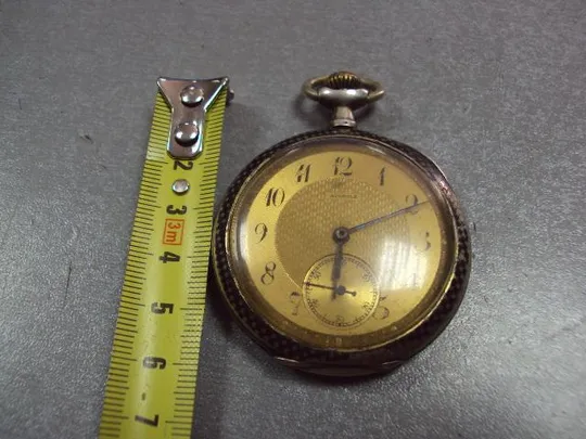 Карманные часы Aureole корпус серебро с чернью 800 проба длина 6,5 см, диаметр 5см не на ходу №11934 Ціна