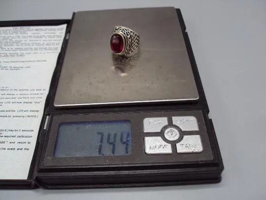 Женское кольцо с красным камнем серебро 875 проба ссср звездочка 4ХЮ вес 7,44 г 17,5 размер №14365 Продаж