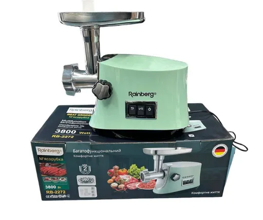 Мясорубка электрическая Rainberg 3800W с насадками и реверсом RB-2272 Ціна