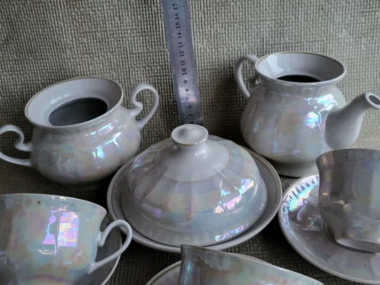 Сервиз чайный Тернопольский ФЗ, заварник, сахарница, масленка, 4 чашки, 3 блюдечка Інтернет-аукціон