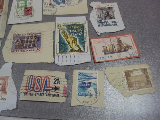марки наклеенные на бумагу Италия, Венгрия, СССР, США, Канада стандарт лот №3693 Де купити