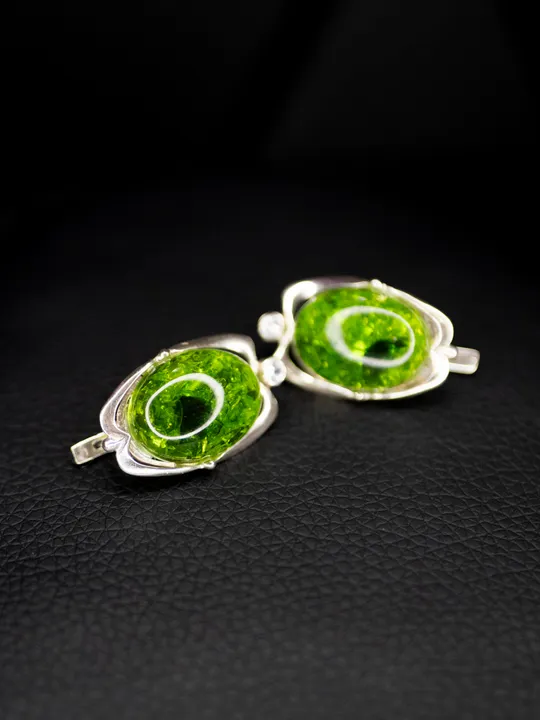 Купити Комплект з лінд. бурштину (зеленого), срібло 925 проби