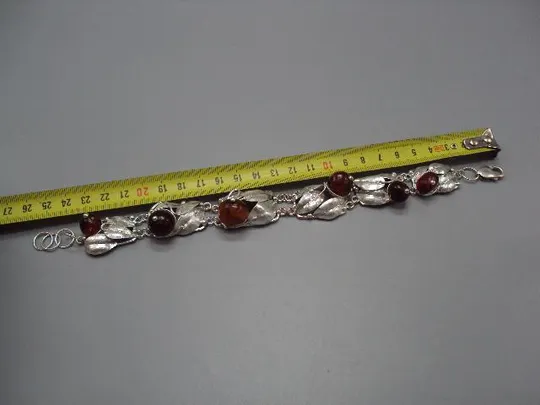 Женский браслет листья листочки ягоды янтарь серебро 925 проба Украина вес 38,62 г 27,5 см №14368 Інтернет-аукціон