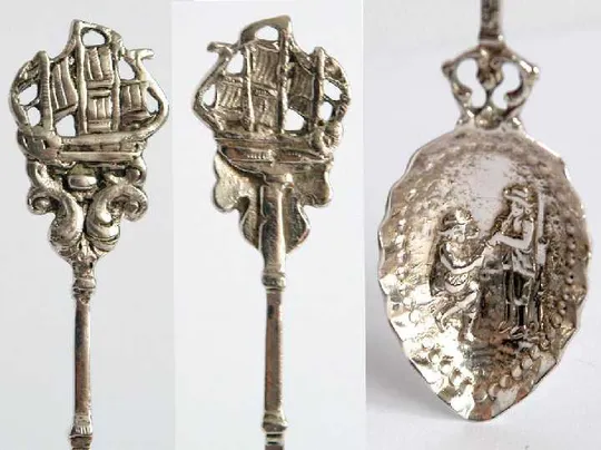 Антикварна срібна ложечка Музиканти 800 проба 1900-ті Germany З аукціону