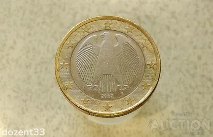 фото, 1 евро 2002 рік Німеччина "J" Гамбург (899)