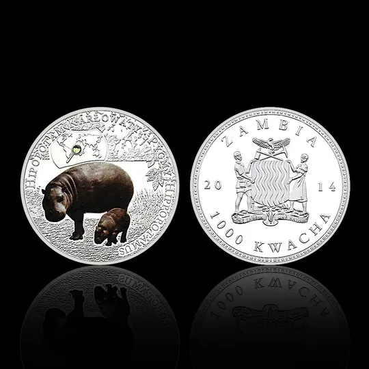 Купити Набір із 12-ти монет з срібним покриттям &quot;Зникаючі тварини світу&quot;. ZAMBIA, 1000 KWACHA, 2014 р.