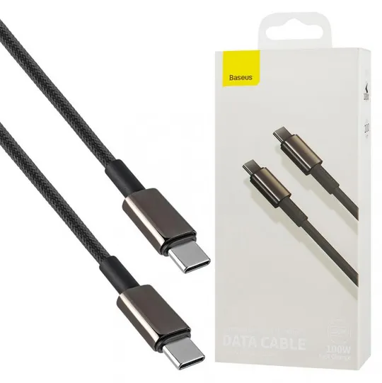Кабель Baseus Tungsten Gold Fast Charging Data Cable Type-C to Type-C 100W 2m Black (CATWJ-A01) Ціна