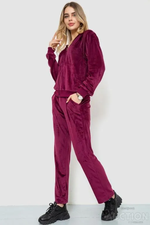 Спорт костюм женский велюровый, цвет бордовый, 244R9110 З аукціону