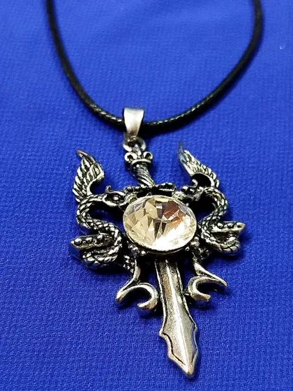 фото, Кулон Меч з Кристалом та Драконами – Фентезі, Білий Камінь