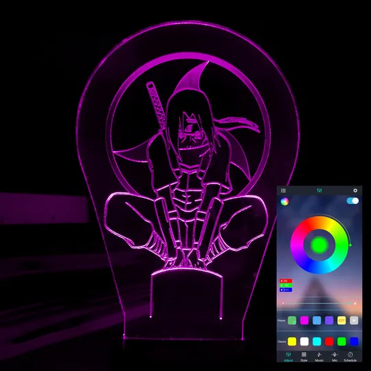 Акриловий світильник-нічник керування з телефона Учіха Ітачі 4 tty-n001443 Ціна