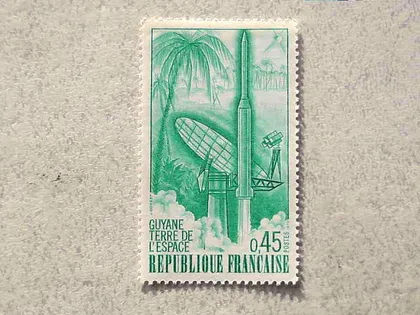 фото, Поштова марка Франція " Ракета Авіація Космос " 1970 рік **