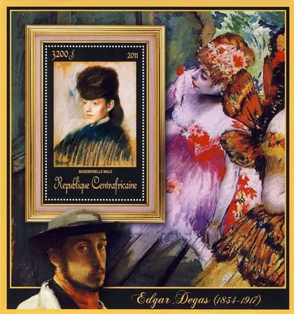 фото, ЦАР-Живопись-Эдгар Дега-2011.Чистый Блок.  MNH.