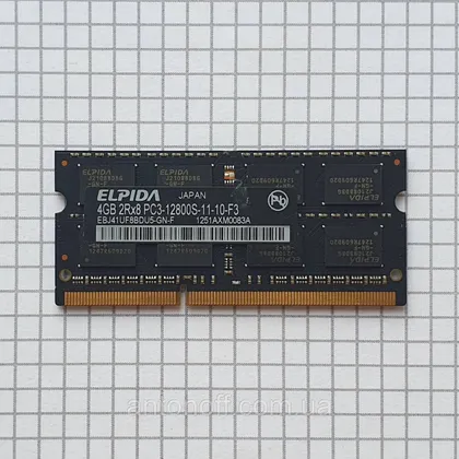 фото, Модуль пам'яті Elpida 4GB 2Rx8 PC3-12800S (DDR3) EBJ41UF8BDU5-GN-F оригінал для ноутбука