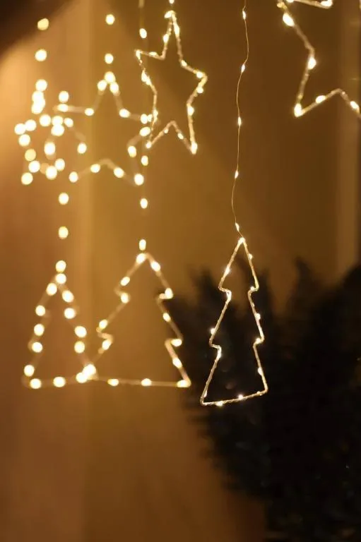 Гирлянда штора роса "Елочки Звезды" от USB, 3x1м, 10 фигурок, 8 режимов Де купити