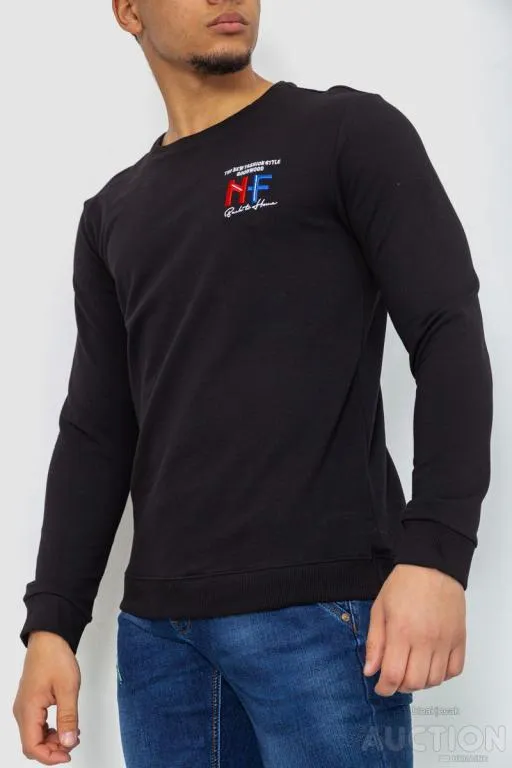 Батник мужской двунитка, цвет черный, 244RW016 З аукціону