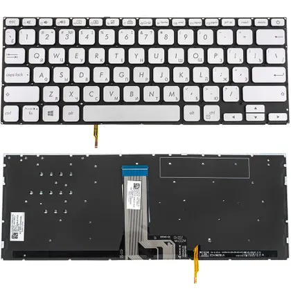 фото, Клавіатура для ноутбука ASUS (X412 series) rus, silver, без кадру, підсвічування клавіш