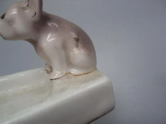 Пепельница фарфор Песочное собака бульдог собачка Первомайский фарфоровый завод 5х6,7х6 см №14036 Інтернет-аукціон