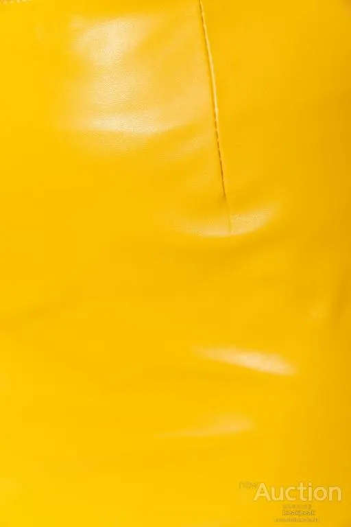 Юбка прямого кроя из экокожи, цвет горчичный, 214R620 Де купити