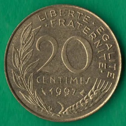фото, 20 сантимів 1997 року Франція [М]