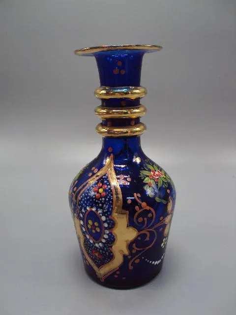 Колба для кальяна или ваза кобальт Иран король Шах Реза Пехлеви кобальтовое роспись 20,2 см №13949 Де купити