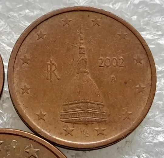 (1944) 1,2,5 євроцентів 2002 Італія  - 3 монети одним лотом (1,2,5 евроцентов 2002 Италия) З аукціону