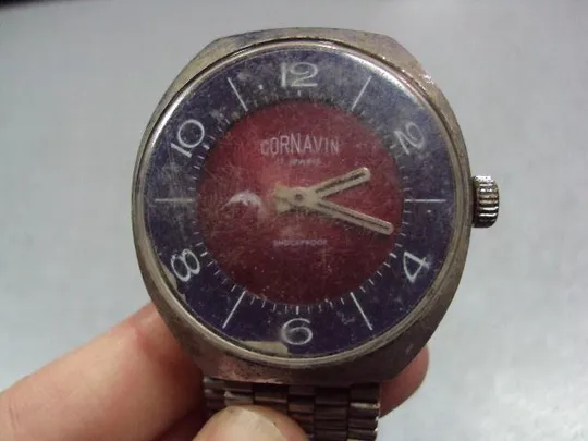 Наручные часы Cornavin Корнавин 17 камней с красным циферблатом Марлин с браслетом длина 21см №12062 Ціна