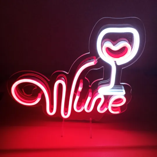 Купити Неоновий світильник Wine з келихом 260х230мм acr-n000074