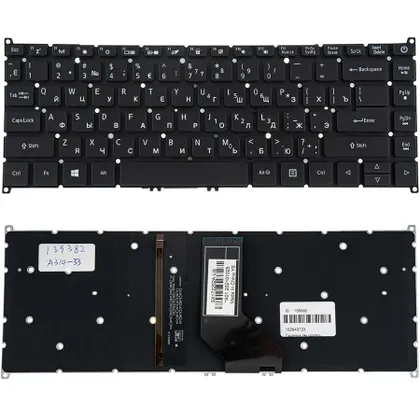 фото, Клавіатура для ноутбука ACER (AS: A314-33) rus, black, без фрейму, підсвічування клавіш