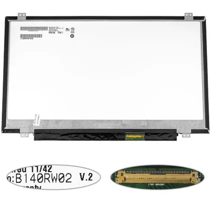 фото, Матриця 14.0 B140RW02 V.2 (1600*900, 40pin, LED, SLIM (вертикальні вушки), матова, роз'єм праворуч знизу) для ноутбука (renew)