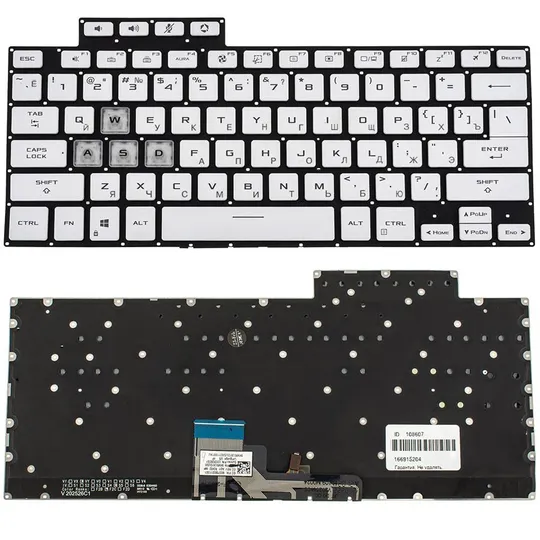Клавіатура для ноутбука ASUS (FX516 series) rus, white, без фрейму, підсвічування клавіш Ціна