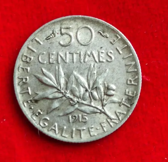 50 сантимов 1915 года серебро монета Франции nr166 Ціна