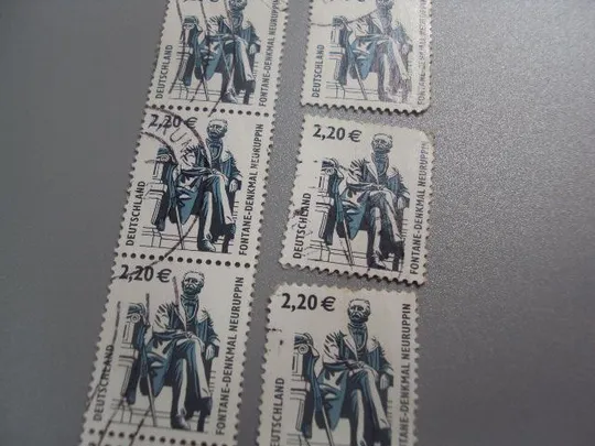 марки Германия 2003 стандарт архитектура Памятник Теодор Фонтане в Нойруппине лот 8 шт гаш №1981 З аукціону