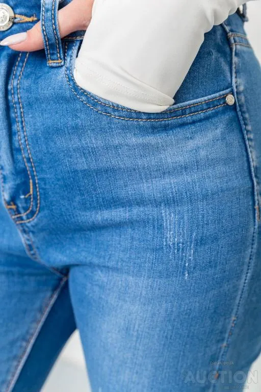 Джинсы женские с потертостями, цвет синий, 214R1532 Де купити