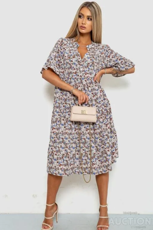 Купити Платье с цветочным принтом, цвет розово-коричневый, 102R5251-1