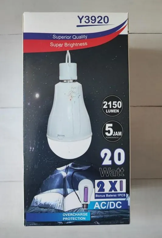 Світлодіодна led-лампочка з акумулятором 20вт, е27, y-3920 / акумуляторна лампочка / аварійна Де купити