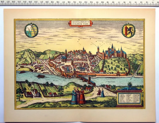 Купити План карта Майсена 1570 р. копія 1938 р. Лейпциг Fv8.9