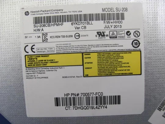 №104-7 DVD-привод GU70N SU-208 для HP PROBOOK 450 G0 оригінал Інтернет-аукціон