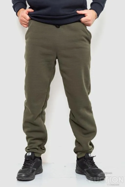 Спорт штаны мужские на флисе, цвет хаки, 241R001 Ціна
