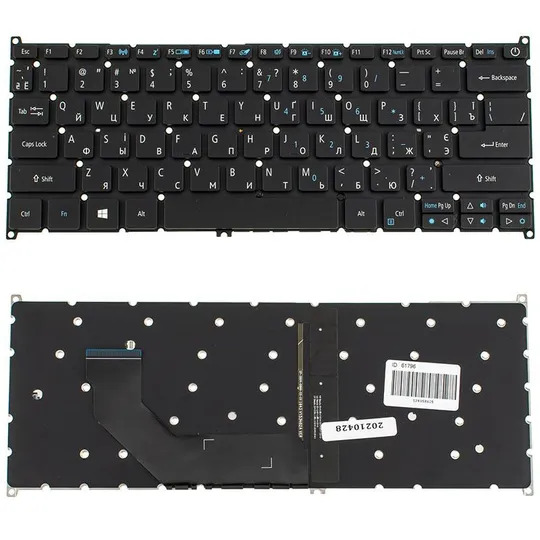 Купити Клавіатура для ноутбука ACER (AS: SF514-51) ukr, black, без фрейма, підсвічування клавіш(оригінал)