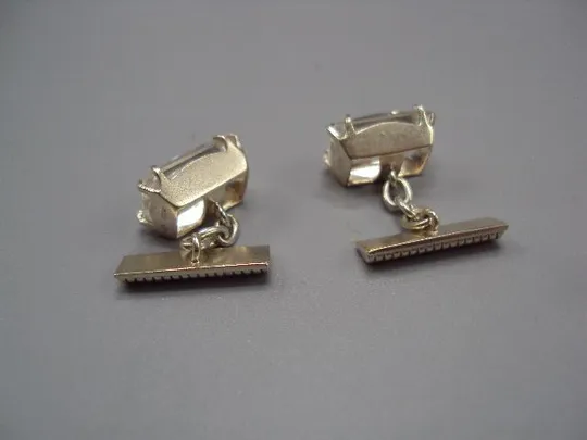 Запонки прямоугольные белые вставки серебро 875 проба ссср 2ЛЮ вес 6,93 г 2,1х1,3х0,9х0,7 см №м14164 З аукціону